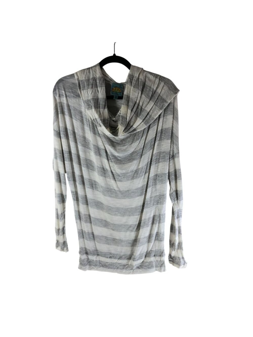 C&C California Striped Hooded Lightweight Long Sleeve Top XS Gray & White